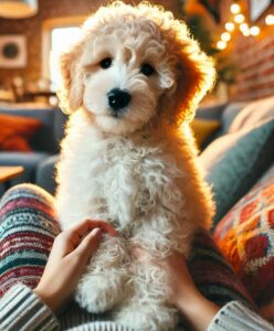 Goldendoodle puppy a few months old.